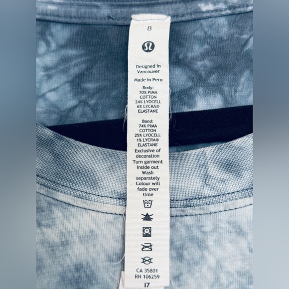 Lululemon All Yours Tee *Tie Dye Marmoleado Tie Dye Graphite Grey Size 8 - Picture 5 of 6
